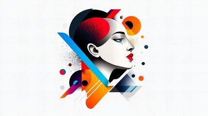 Abstract portrait of a woman, vibrant colors and geometric shapes create a modern and stylish design.