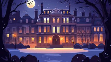 Colonial architecture, notable places, historic buildings, flat design illustration. Nightblaze. Illustration