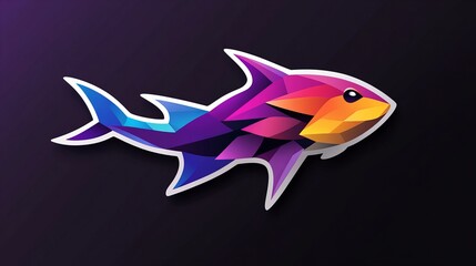 Fototapeta premium Vibrant polygonal shark design. Bold colors, sharp lines, and a sleek style.