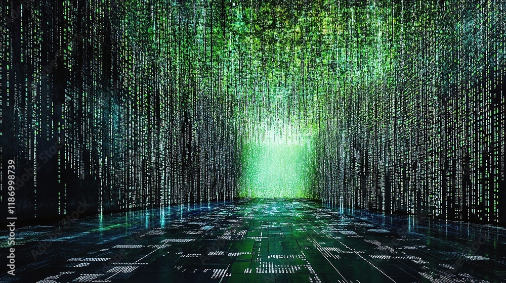 Poster dynamic data visualization concept in digital space environment