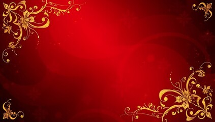 Red background with gold floral corners.