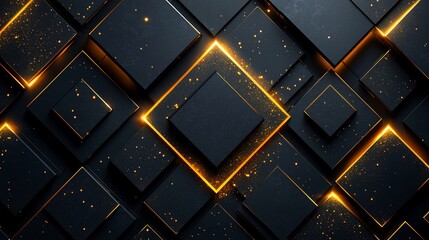 Dark abstract background with glowing squares.