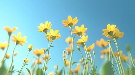 "Golden Blooms Against a Blue Sky"