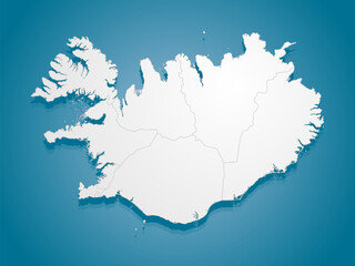 Creative map country Iceland divided on regions