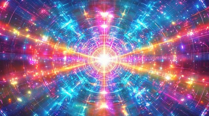 Fototapeta premium Vibrant Hologram Pattern with Neon Glow and Dynamic Lines