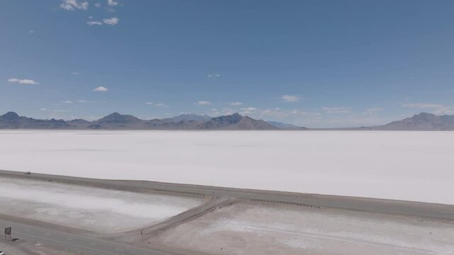 Utah Bonneville Salt Flats Rest Area on I-80 Beautiful White Dry Lake Salt Bed where World Landspeed Records are Held