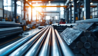 Neatly stacked steel pipes in a clean, professional factory setting, emphasizing precision.


