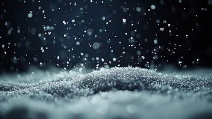 Beautiful Falling Snowflakes on Soft Snowy Surface in Winter Light