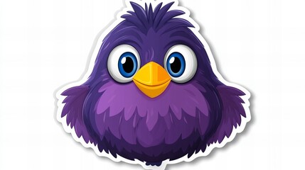 Obraz premium Adorable purple bird with big blue eyes. Perfect for kids' projects!