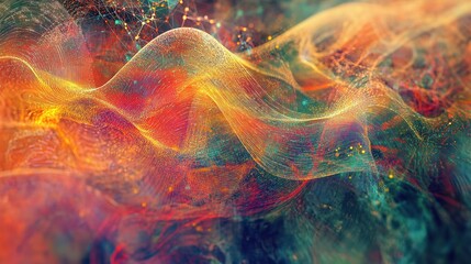 Obraz premium Abstract Futuristic 3D Data Flow Matrix with Interconnected Lines