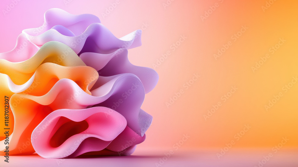 Aufkleber calming blend of soft pastel colors forming abstract shape, creating serene and artistic atmosphere. smooth curves and gentle hues evoke sense of tranquility and creativity