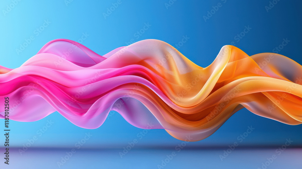 Poster calming blend of soft pastel colors transitioning from pink to orange, creating serene and fluid visual effect. This abstract design evokes sense of tranquility and harmony