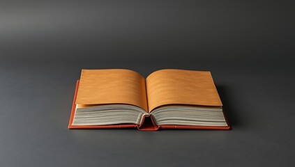 Open book with blank pages on dark background.