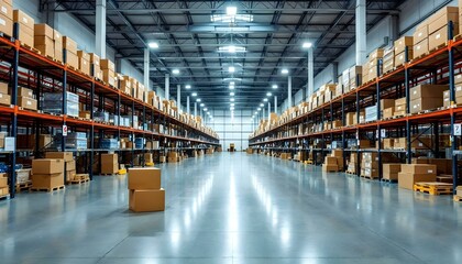 A well-organized industrial warehouse, highlighting efficiency and professional ambiance.