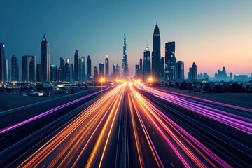Fototapeta premium Aerial view of city celebrating cancer awareness day at night