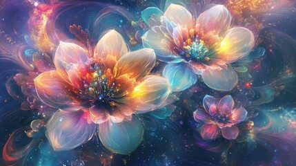 Celestial Flowers Bloom in a Cosmic Garden