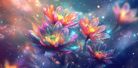 Luminous Celestial Flowers Bloom In A Sparkling Galaxy