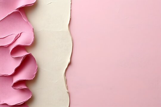 Pink and cream textured paste on pink background.