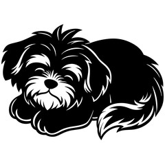 shih tzu Dog Sleeping black silhouette vector,  silhouette Design vector icon with white background	