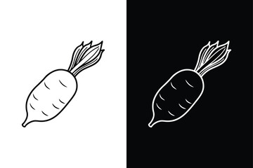 Daikon icon vector on White Background ,Vector Art Illustration on white background.