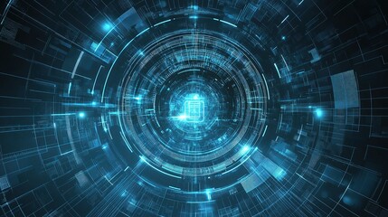 Fototapeta premium Abstract Blue Futuristic Halftone Circles with Dynamic Lines