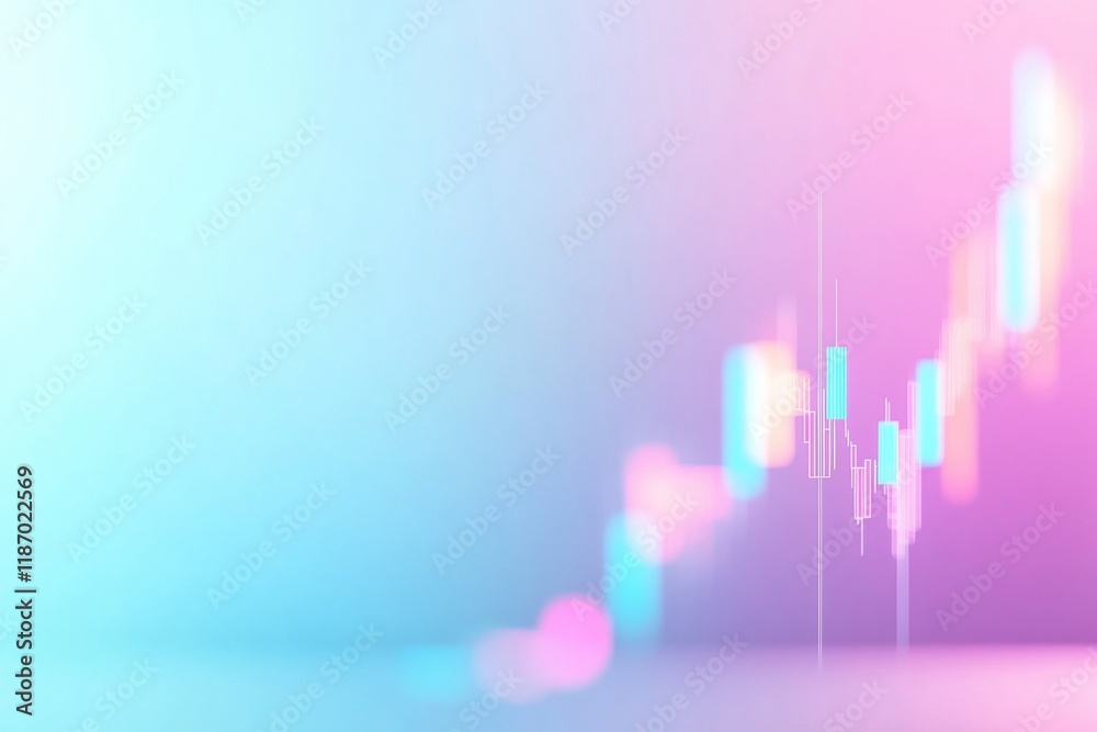 Poster dynamic abstract of pastel financial charts with minimalist design and light streaks