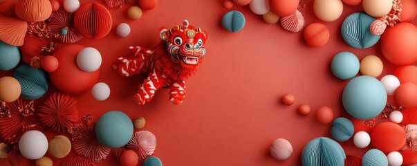 Lunar new year festivities vibrant lion dance cultural display