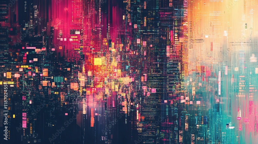 Poster abstract technology background with programming code overlay