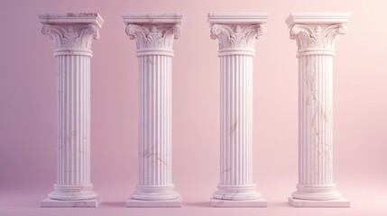 row of classic white marble columns standing tall against soft gradient background symbolizing strength and history