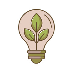 Eco light bulb icon with green leaf design