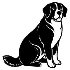  st bernard Dog black silhouette vector, dog sitting  silhouette Design vector icon with white background	