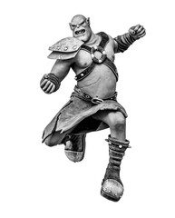 green orc cartoon is jumping to punch