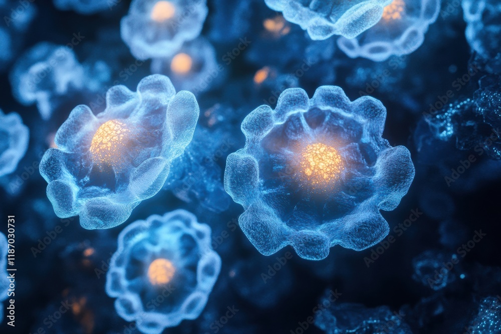 Leinwandbilder glowing edges highlight cancer cells under microscopic examination in a laboratory setting. generati