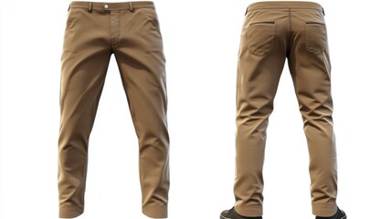 Khaki pants, front and back view.