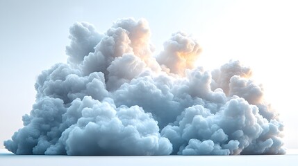 Large Fluffy White Clouds in Sky with Sunlight