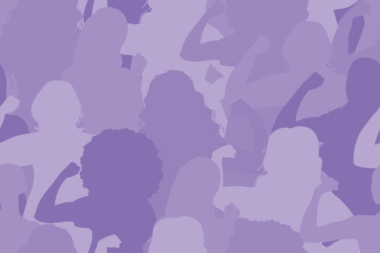 International Women's Day 2025 background. Powerful women. AccelerateAction.  Seamless pattern with different womens	 - Powered by Adobe
