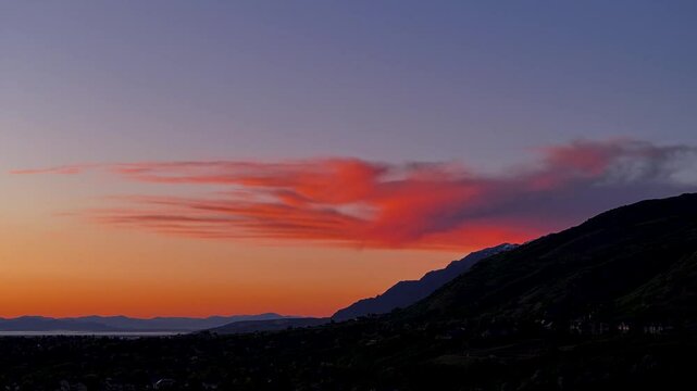 Beautiful Ogden Utah Sunset Timelapse Looking at Ben Lomond Peak