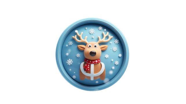 Adorable Reindeer in Winter Snow Globe Christmas Scene isolated on transparent background	 - Powered by Adobe