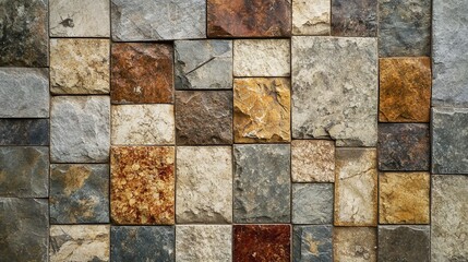 Multicolored stone tile wall texture background.