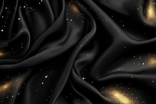 Luxurious black velvet backdrop with shimmering gold sparkles for elegant promotions and events