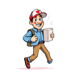 A smiling young delivery man Cartoon Vector Illustration isolated on a white background