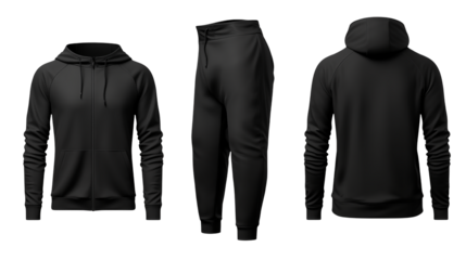 Black Hoodie and Joggers Mockup: Sporty Apparel Template