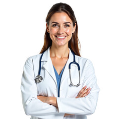 Portrait of Female Doctor with Stethoscope, Transparent Background, High-Quality PNG