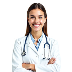 Female Doctor Portrait with Stethoscope, Transparent White Background