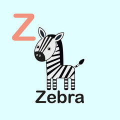 Minimalist Zebra Illustration for Kids Alphabet