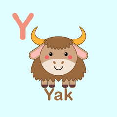 Minimalist Yak Illustration for Kids Alphabet
