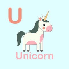 Minimalist Unicorn Illustration for Kids Alphabet