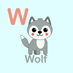 Minimalist Wolf Illustration for Kids Alphabet