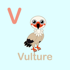 Minimalist Vulture Illustration for Kids Alphabet