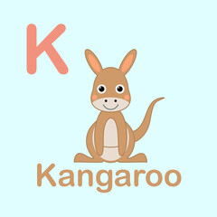 Minimalist Kangaroo Illustration for Kids Alphabet